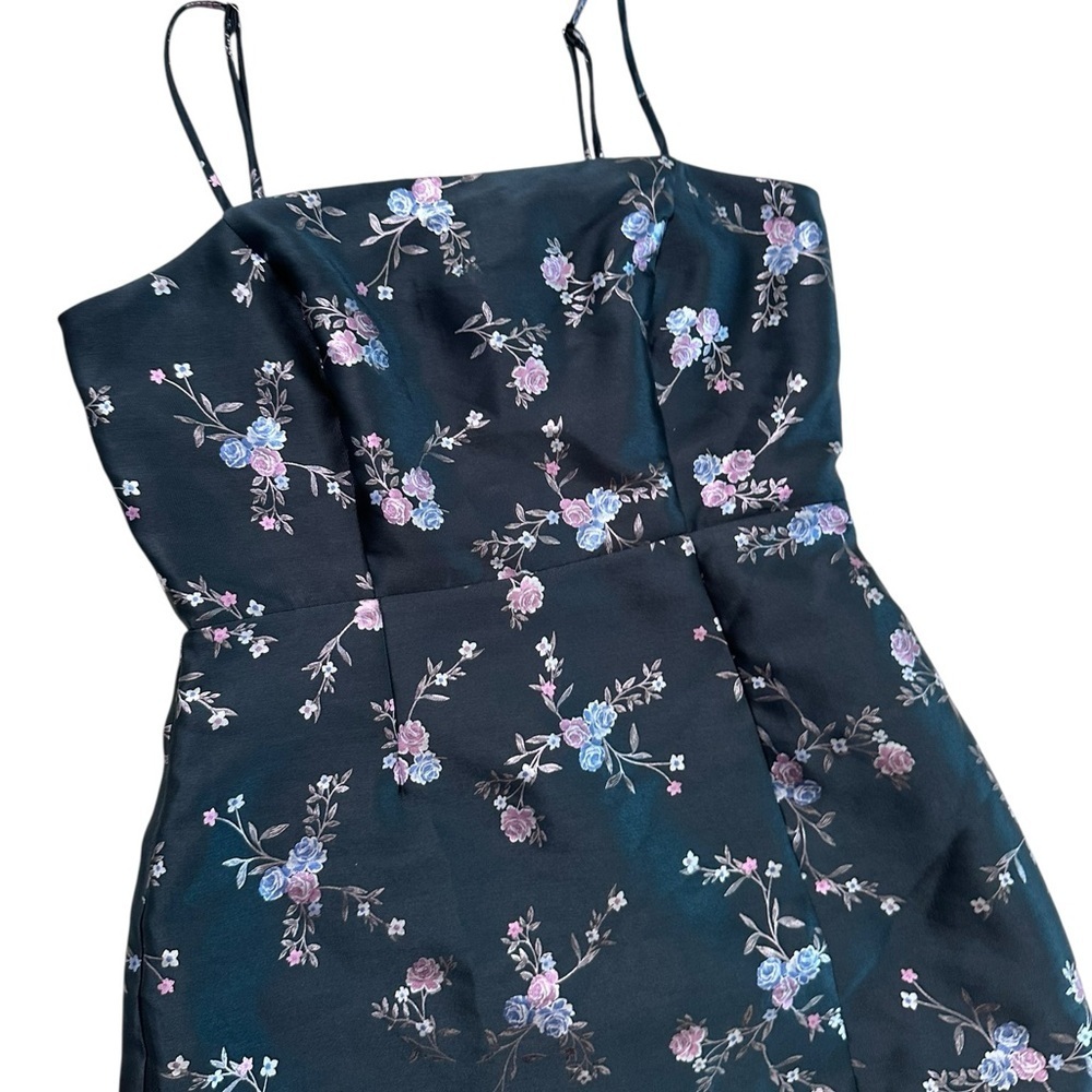 Lulus Made For Romance Navy Blue Floral Jacquard Sleeveless Mini Dress Size S - Picture 16 of 17